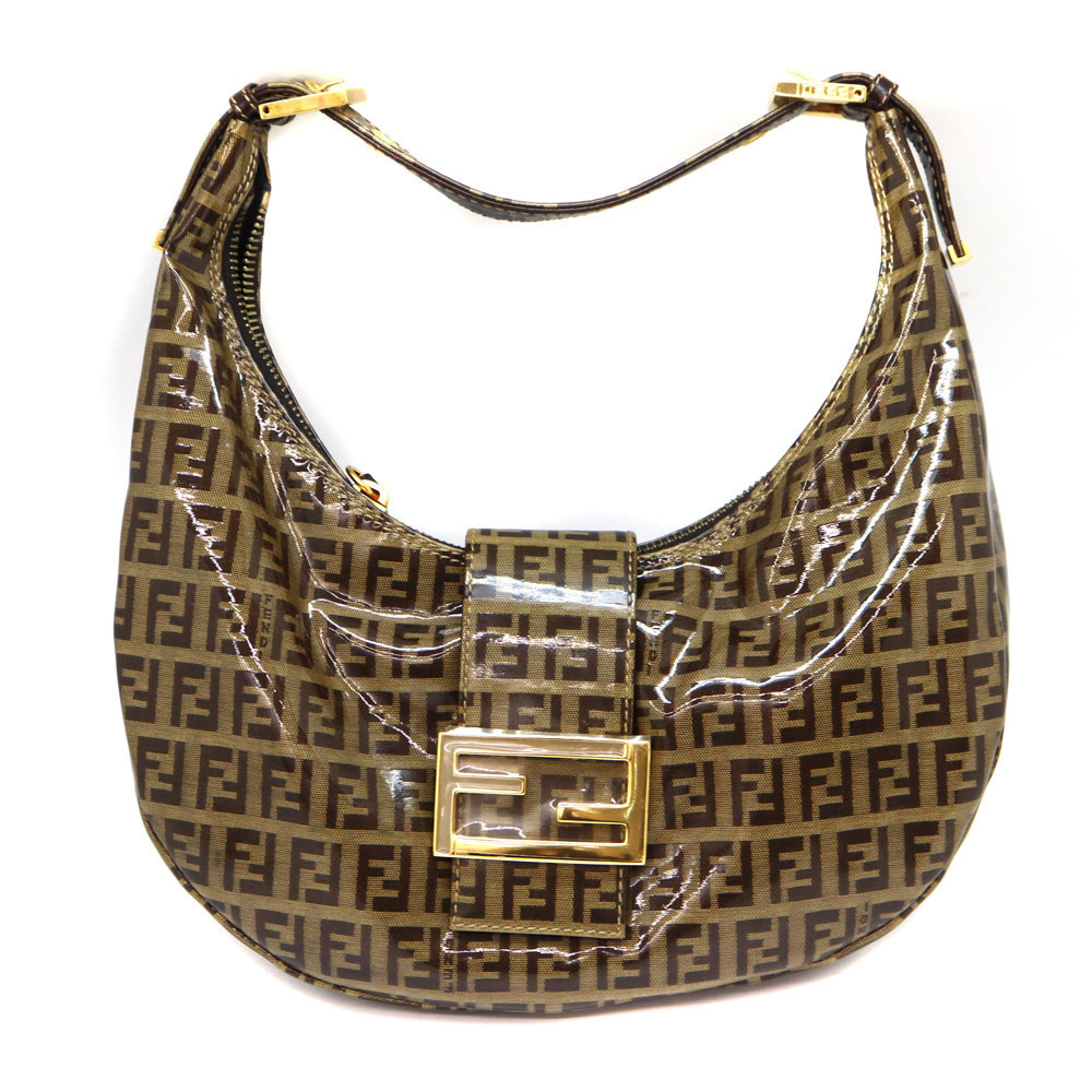 Fendi One Shoulder Hobo Bag Brown Zucchino Pattern